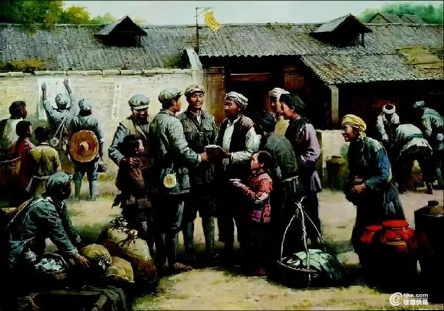 茅台镇百姓用茅台酒欢迎红军（油画）.jpg